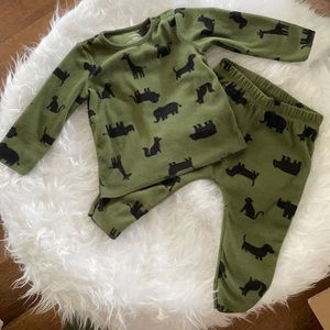 Carter’s- dark green with black animal’s. Outfits